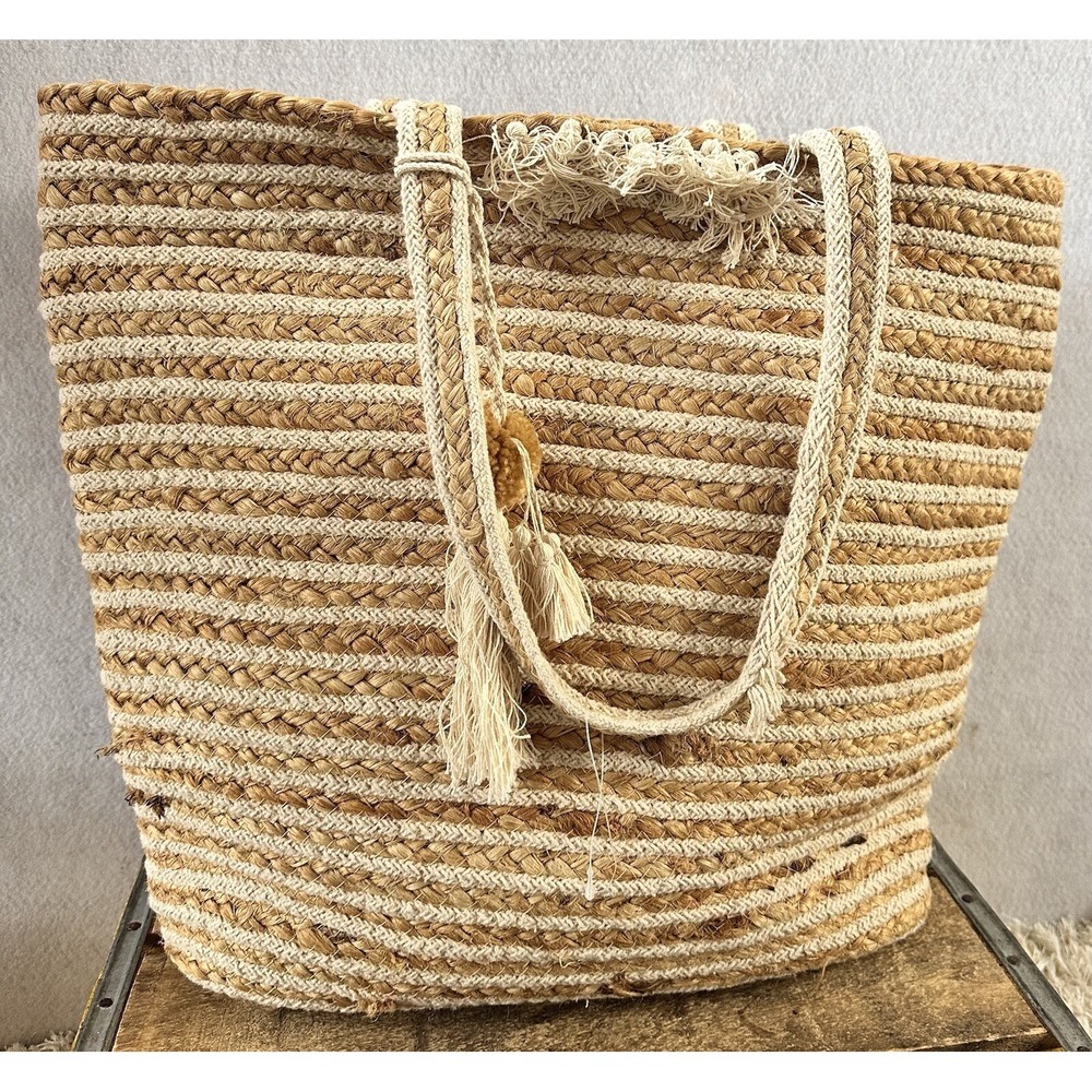 Jute Tote Shoulder Bag Purse XL C & C Summer Chic Shopping